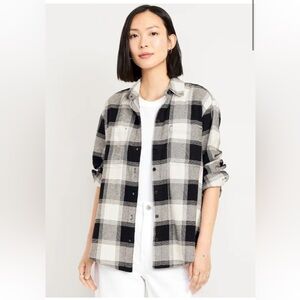 Women’s Old Navy Boyfriend Shirt Plaid Flannel Button Down Long Sleeve Small S